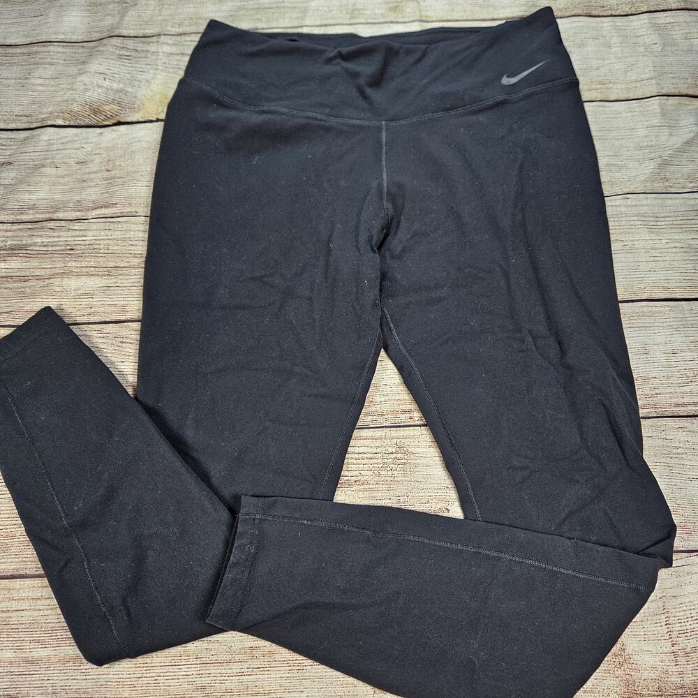 NIKE DRI-FIT Size XL Womens Stretch Pull On Athletic Compression Leggings Black